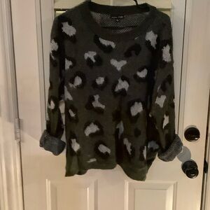 RXB Black and Gray Animal Print Crew Neck Sweater